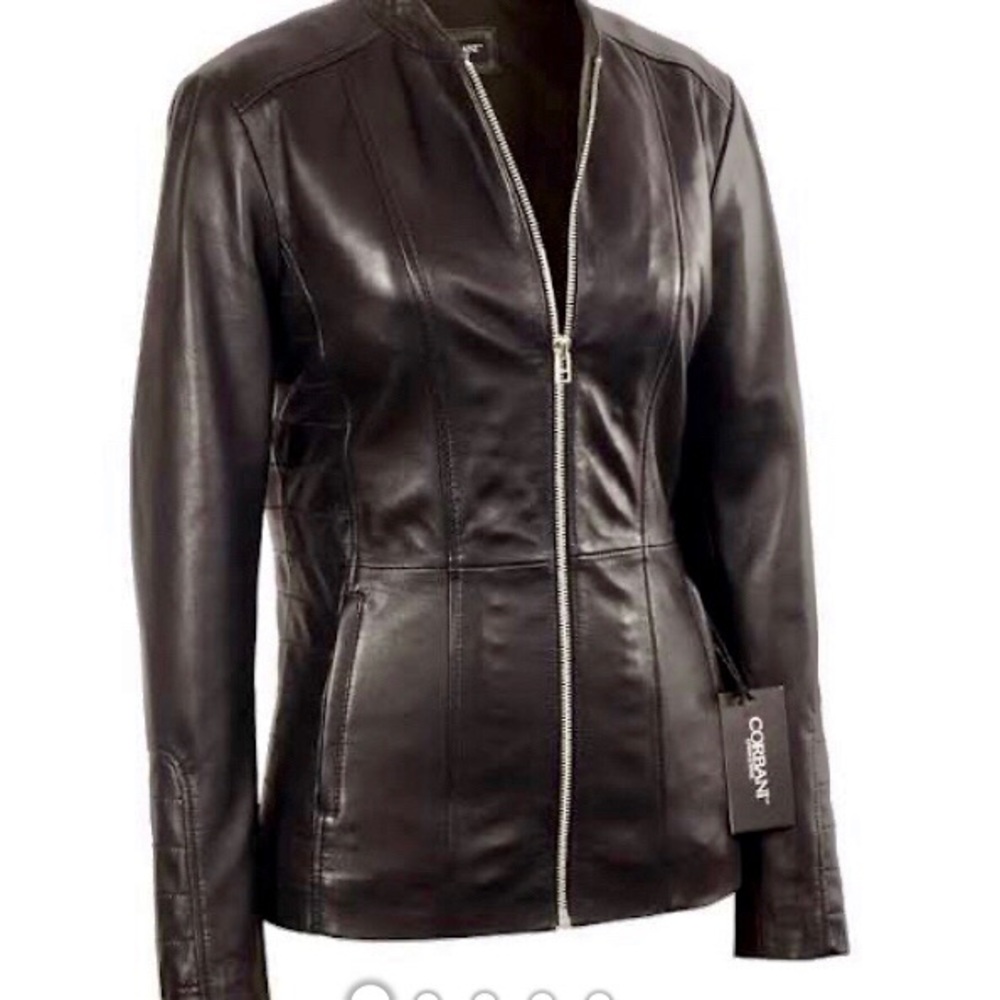 EXIT Genuine  Leather Black Jacket /Coat  Zipper